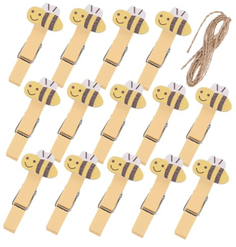 Homoyoyo 20pezzi Mollette in Legno per Bucato Clip per Foto da Parete con Corda Piccoli e Leggeri Pervori Artigianali Decorazioni Fotografiche e Accessori per Casa