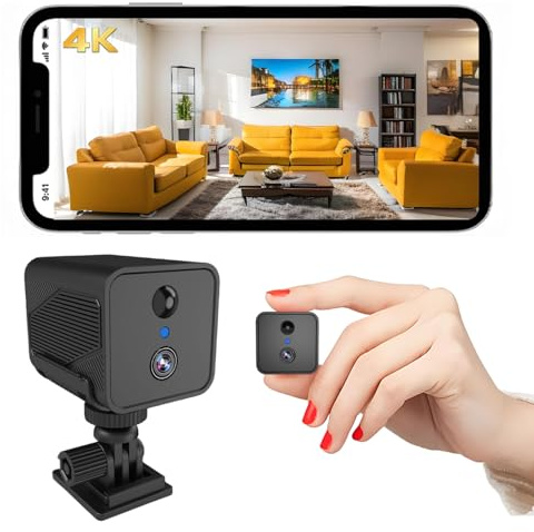 Bextgoo Camera Espion, 4K Mini Camera Espion sans Fil avec Vision Nocturne, Basse Consommation, 50 Jours d'Autonomie, 30 Jours d'Essai Cloud, Camera Surveillance WiFi pour Intérieur/Extérieur(Noir)