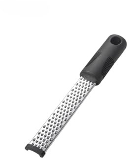 QIALAI Stainless Steel Multi-Functional Grater - Medium Cheese Grater & Lemon Zester with Non-Slip Handle, 25.2cm Kitchen Tool, Black