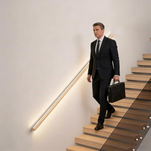 Artiz Corrimano Per Scale A LED Con Sensore Luminoso, Corrimano Luminoso A Parete Ringhiere Rustiche In Lega Di Alluminio Industriale Per Terrazze E Scale Interne(Natural,0.5m/1.64ft)