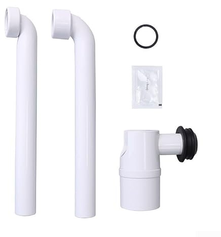 Siphon Washbasin for Geberit 90°/45° Washbasin, with Odour Trap and Hair Filter, Drain Fitting for Sink and Washbasin, Drain Fitting for the Bathroom (90°)