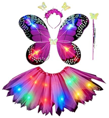 Bastwahl Deguisement Papillon Enfant,Deguisement Princesse Fille,déguisement Fille Carnaval Enfant,Licorne,Ailes de fée,Costume Carnaval,Tutu,Tutu Rose