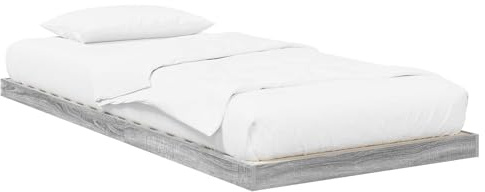 HFXHIJXQ Bodenbettrahmen Grau 100 x 200 cm Holzwerkstoff Sonoma Modernes Design mit Lattenrost Langlebiges Futonbett für Schlafzimmer Jugendzimmer Wohnung