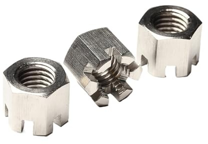 Tuerca hexagonal ranurada, Tuercas almenadas finas ranuradas hexagonales M6-M20 de acero inoxidable 304, paquete 10 roscas gruesas métricas(M6)