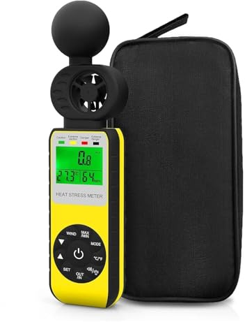 Anémomètre numérique portable, mesure de la vitesse du vent avec mesure de l'humidité et de la température, alarme WBGT