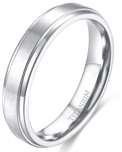 Homxi Titan Damen Herren Ring mit Gravur, 4MM/6MM/8MM Gebürstet Rund, Trauringe Ring Silber Herren