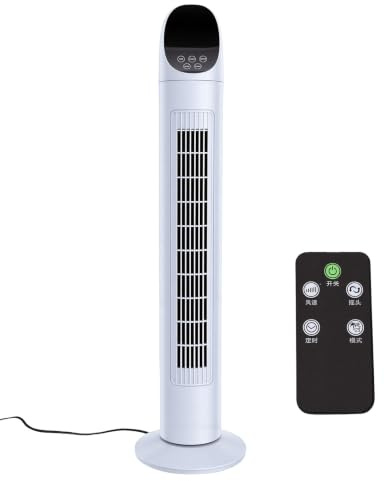 Ejoyous Geräuschloser Turmventilator, 3 Geschwindigkeiten mit 7,5-Stunden-Timer und 90-Grad-Luftverteilung für den Innenbereich (Digitaler Stil EU-Stecker 220 V)