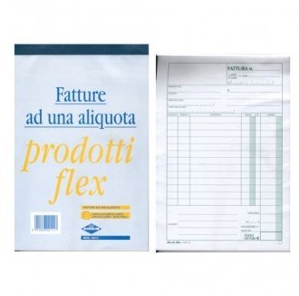 Flex 1641C0000 1Pz Blocco fatture generiche ad una aliquota, blocchetto fattura 2 copie autoricalcanti - Blocchetti duplice copia regime fiscali partita iva professionisti