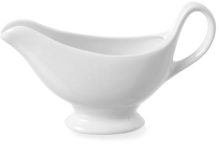 HENDI Saucière en Porcelaine Blanche, avec Socle, Pichet à Sauce avec Bec Verseur, 173x54x(H)102 mm, Vaisselle de Table Professionnelle