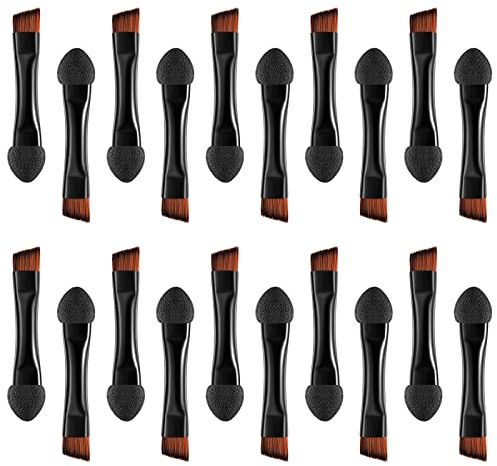Lurrose Double Sided Eye Shadow Sponge Applicator Eye Brow Make Up Brush Portable Makeup Tool 20pcs (Black)