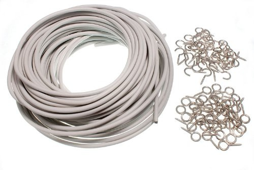 Vorhangdraht, 10 m lang, 10 Haken und 10 Ösen