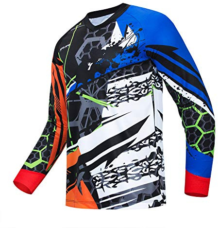 Weimostar Men's Cycling Jersey MTB T Shirt Long Sleeve Mountain Bike Motorcycle Outdoor Bicycle Clothes Blue Size L