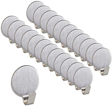 Relaxdays Klebehaken 48er Set Schlüsselhaken aus Edelstahl, silber | selbstklebend & lösbar, Küche & Bad, Wandhaken rund