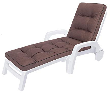 HOBBYGARDEN Auflagen für Deckchair, Liegenauflage, Gartenliege Auflage 201x55x8 cm Bequeme Polsterauflage für Sonnenliege, Liegestuhl, Kissen in Braun