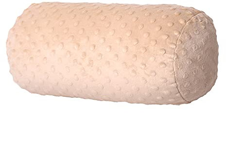 Dr. Berger Nackenrolle Nackenkissen 40x16 cm Bezug 100% Baumwolle Minky Design extra flauschig - bequemes Kissen rund, stabil - Perfekt als festes Nackenkissen, Knierolle, Rückenkissen in Natur