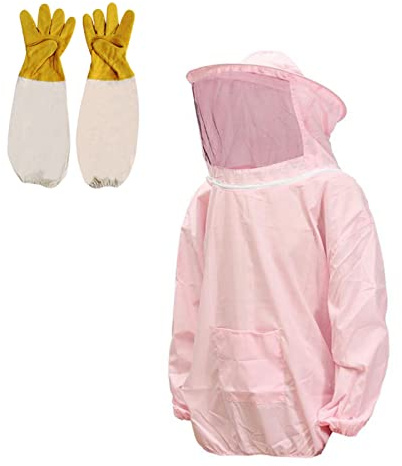 RXYNLL Professionelle Imkerjacke,Imkerkleidung in Qualität.Bienenzucht Schleier Imkeranzug mit Schleier imkereibedarf, imkerjacke, ausgezeichneter Schutz für Imker (Rosa)