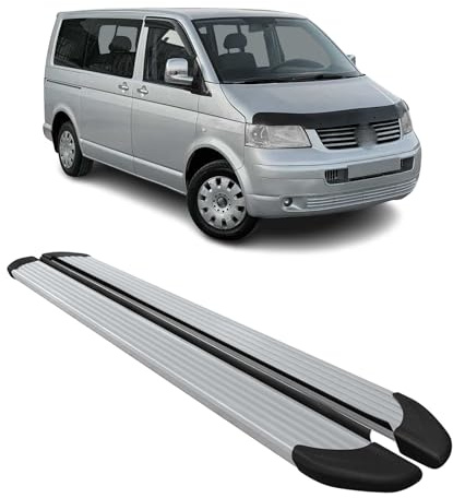 OMAC Seitenschweller Trittbretter kompatibel mit VW Transporter T5 2003-2015 Kurzer Alu Grau