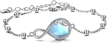 POPLYKE Sterling Silber Verstellbarer Mondstein Filigrane Armbänder Mondstein Schmuck für Frauen Geburtstagsgeschenk