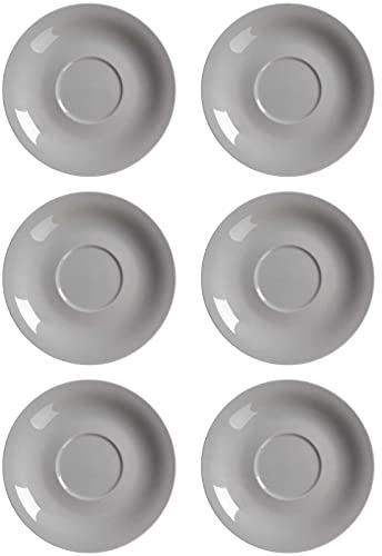 Ritzenhoff & Breker Doppio Jumbountertassen, 6er Set, Grau, ø 17 cm, XXL Milchkaffee Unterteller, Untere aus Porzellan, Buntes Mix & Match Geschirr, Spülmaschinengeeignet