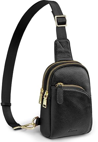 S-ZONE RFID-blockierende Damen-Umhängetasche, Leder, klein, Brustrucksack, Rucksack