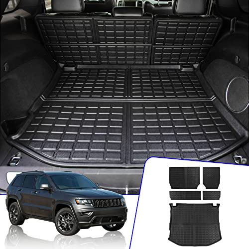 Rongtaod Passend für Jeep Grand Cherokee 2011–2021 Kofferraummatte 2022 2023 Grand Cherokee WK TPE Cargo Liner Rücksitzbezug Schutz Grand Cherokee Zubehör (Rückenlehnenmatten + Kofferraummatte)