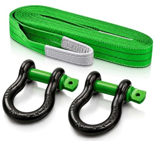 Desert Fox Winch Expedition Bergeset 10 m mit 14 t Bergegurt, 2 x 3/4 Zoll Schäkel, Abschleppgurt & Recovery Strap für Offroad, Overlanding, Camping, SUV, Pickup und Forst