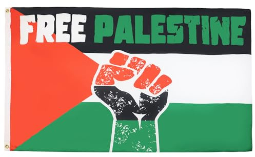 AZ FLAG - Free Palestine Raised Fist Flag - 3x5 Ft - 100D Polyester Palestinian Banner with Two Metal Grommets - Fade Resistant - Vivid Colors - 3' x 5' Feet - 150x90 Cm