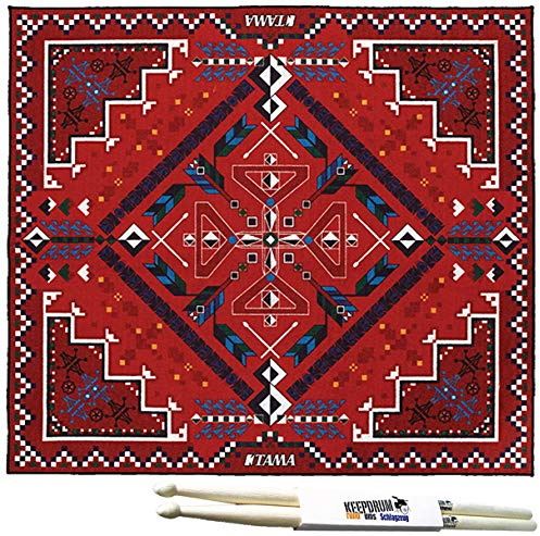 Tama TDR-SW Schlagzeug Teppich Drum Rug Southwest Rot 180x200cm + keepdrum Drumsticks 1 Paar