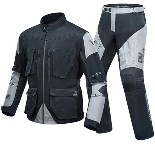 Kcolic Chaqueta De Moto/Textil Chaqueta Homologada, Chaqueta De Moto, Parka De Motociclista De Moda para Todas Las Estaciones para Hombre con Protector De Armadura, Mangas Extraíbles B,L