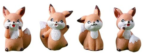 Mini figurines d'animaux renard, accessoires de jardin féérique miniature pour décoration de gâteau, paysage de mousse, décoration de terrarium, décoration d'intérieur, cadeau d'anniversaire, cadeaux