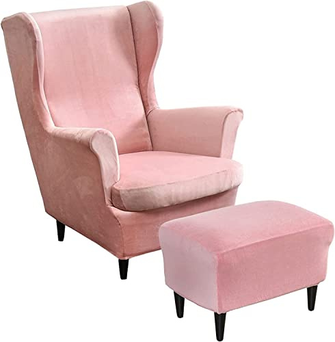 Sesselüberwürfe Elastisch 3-teilig Sesselbezug Ohrensessel Überzug Mit Ottomane Schonbezug Ohrensessel Bezug Bezug Sesselhusse Stretch Husse Für Ohrensessel ( Color : #19 , Size : Wingback Chair Cover