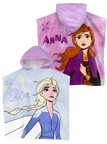 Disney Frozen Badeponcho Kinder | Handtuch Anna Und ELSA | Handtuch Poncho Kinder | Einheitsgröße Blau
