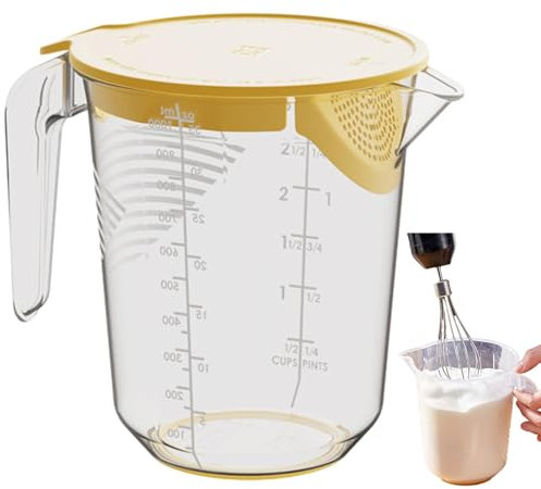 Taza medidora - Juego de tazas medidoras de vidrio, herramientas de cocina esenciales | Tazas medidoras de líquidos de vidrio templado, jarra para cocinar y hornear con asa y báscula, juego de vasos d