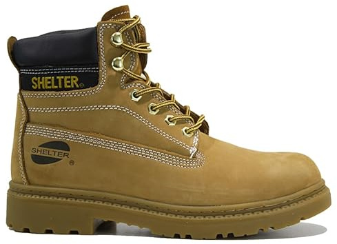Mens Leather Safety Steel Toe Cap Wide FIT Walking Work Ankle Boots Shoes Size (TAN, UK Footwear Size System, Adult, Men, Numeric, Medium, 7)