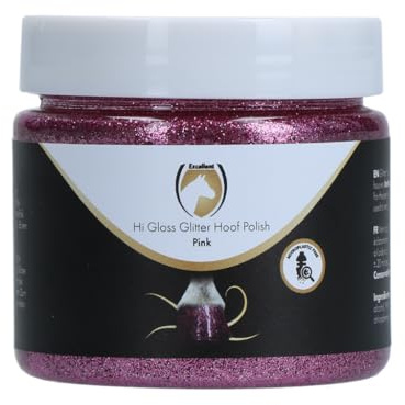 Holland Animal Care Hi Gloss Glitter Hoof Polish - Paillettes pour sabots et pelages - Soin des sabots - Hydratant - Avec pinceau - Sans microplastique - 150 ml - Rose