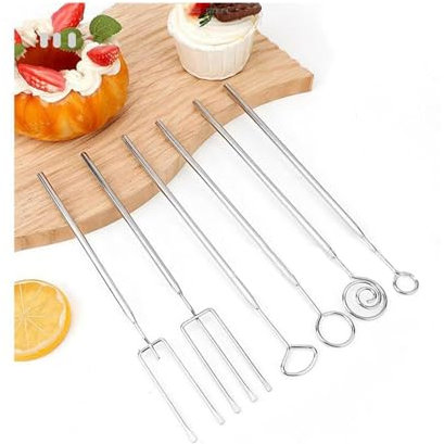 Meoky 6pcs Chocolate Dipping Fork, Anti-Rust Cheese Fork, Stainless Steel Fondue Forks Chocolate Tool,Silver