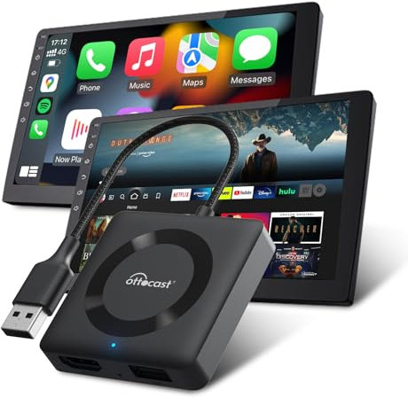 OTTOCAST Car TV Mate Pro, Conversor de para Coche Plug & Play Carplay Inalambrico Compatible con Decodificadores de TV Sticks, Adaptador Multimedia HDMI para Modelos de Coches Carplay con Cable
