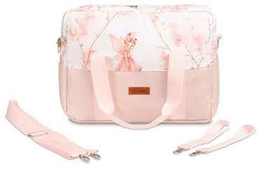 Sensillo - Wickeltasche Kinderwagen - Kinderwagen Organizer - Kinderwagentasche mit Reißverschluss, Kinderwagenbefestigung, mit kurzen Griffen und langem Schulterriemen - 43x30x13 cm - Rosa