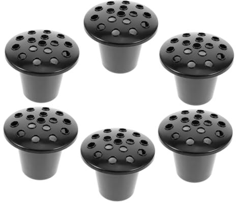 Kisangel 6pièces Lot de Vases Funéraires Plastique Noir Base Lotus Résistants Aux Intempéries pour Décoration De Tombes Et Fleurs Artificielles Au Cimetière