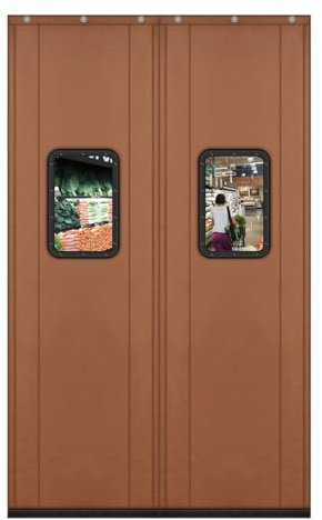 LKPMGOA Rideau de Porte à Isolation Thermique Magnétique, Grands Rideaux de Porte Thermiques pour l'hiver, Couverture Insonorisée, PU, ​​Coupe-Vent et Chaud(Brown,W140cm*H230cm)