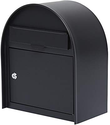 Cassetta delle lettere moderna da parete con kit di montaggio, per posta e pacchi, struttura in ferro zincato con porta con serratura, elegante design nero