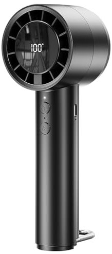 OUILA Mini Portable Handheld Fan with LED Display, 3000mAh USB Rechargeable Hand Fan with 5 Speeds for Travel Camping Home Office - Black