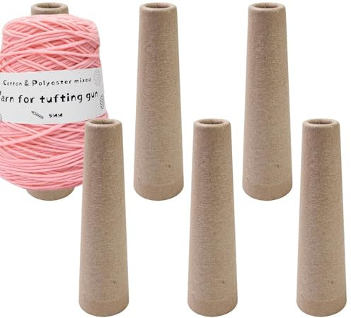Wickelschlauch aus Wolle – Garnkegel für Bastelprojekte | Packung mit 6 Garnhaltern aus dickem Karton, für Weihnachtsdekorationen, Puppenkleider, Strickarbeiten, Projekte