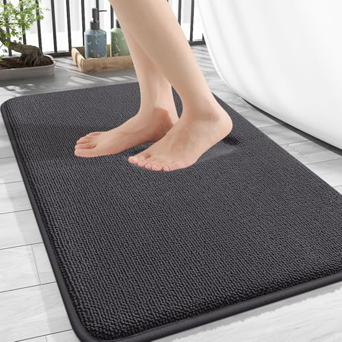 Homaxy Memoryschaum Badezimmerteppich Badematte - 40x60 cm, Dunkelgrau | komfortabel&dick, hervorragende wasseraufnahme, rutschfeste PVC-rückseite, maschinenwaschbar, pflegeleicht, breite anwendung