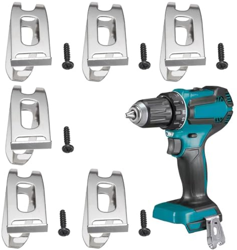 FiTspi 6Pcs Belt Clip Hooks for Makita 18V LXT Cordless Drills Impact Driver Power Tools Accessories, Stainless Steel Replacement Drill Tool Clips with Screws