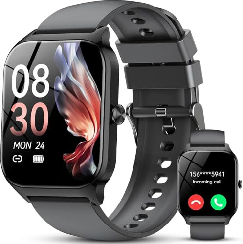 Smartwatch Uomo Donna, 1.95 schermo curvo Orologio Smartwatch Chiamate Bluetooth, 110 Modalità Sportive Effettua/Risposta Chiamate, Contapassi/Cardiofrequenzimetro, Orologio Fitness Tracker, Nero