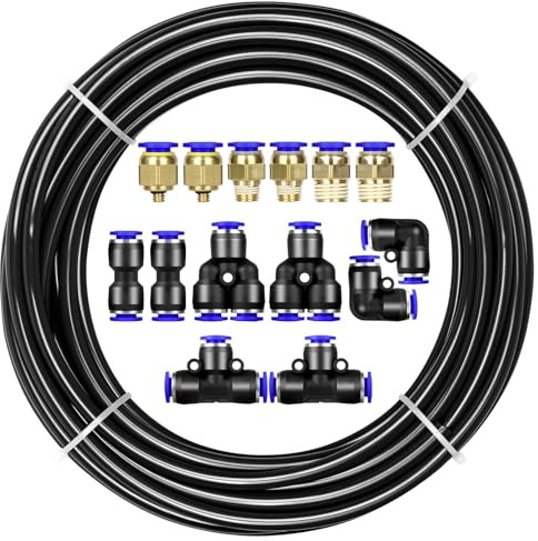 ANOMM 10M PU Pneumatikschlauch, Luftschlauch Rohrsatz,Außen 8mm x Innen 5mm | Pneumatic Polyurethane Pneumatik Schlauch,, mit 8 Stück Pneumatikverbinder Air Push Schnellkupplungen (Y/T/L/I förmig),