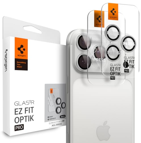 Spigen Glas.tR EZ Fit Optik Pro Tempered Glass Camera Lens Protector for iPhone 17 Pro Max / 17 Pro, Silver - 2 Pack