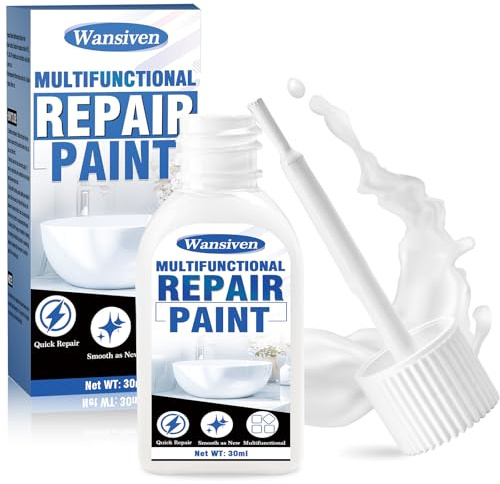 Wansiven Enamel Touch Up Paint 30 ml, White Touch Up Paint Pen for Kitchen Appliances & Bathroom, Multi-purpose touch-up paint for Radiator, Metal, Ceramic, Fridge, Sink, Furniture, Wall (Semi-gloss)