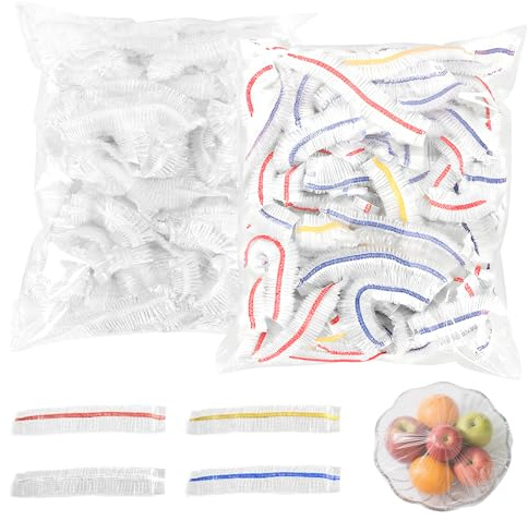 200 Pièces Couvercles Alimentaires Élastiques,Films Alimentaires Avec Elastique,Sacs de Conservation,Charlottes Alimentaires,Charlotte Alimentaire Reutilisable,pour Fruits/Légumes/Viande/Aliments